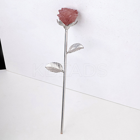 Natural Strawberry Quartz Carved Rose Ornaments DJEW-PW0022-03P-02-1