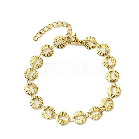 Ion Plating(IP) 304 Stainless Steel Round Link Bracelets for Women BJEW-A007-01G-1