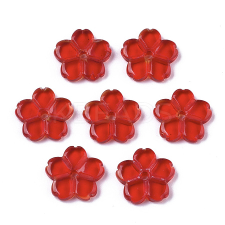 Transparent Spray Painted Glass Beads GLAA-R215-04-A01-1