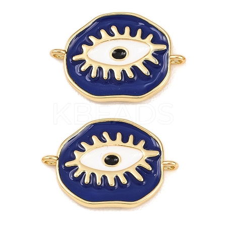 Brass Enamel Blue Evil Eye Links Connector Charms KK-Z146-12G-1