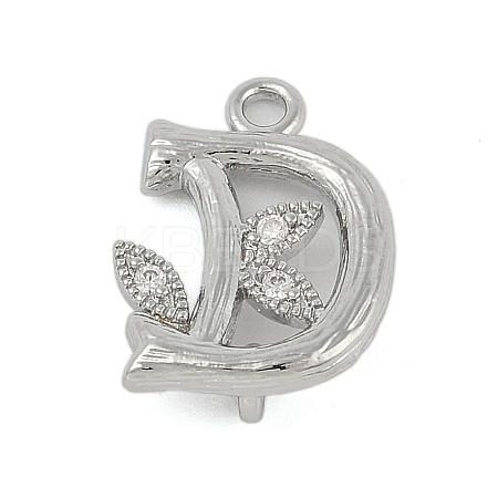 Brass Crystal Rhinestone Letter Links Connector Charms KK-S395-06P-D-1