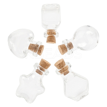 10Pcs 5 Styles Clear Glass Bottle for Bead Containers AJEW-YW0001-47-1