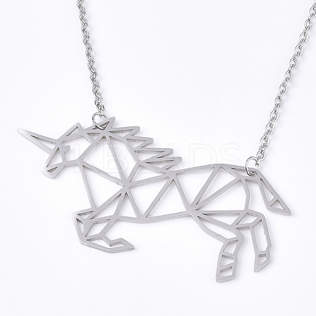 Non-Tarnish 201 Stainless Steel Pendant Necklaces NJEW-T009-JN035-1-40-1