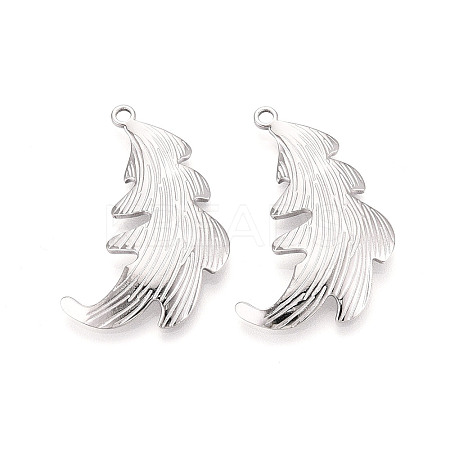 304 Stainless Steel Leaf Pendants STAS-T069-39P-1