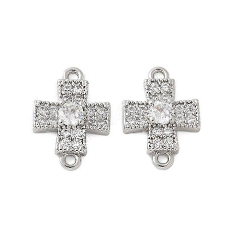 Brass Micro Pave Cubic Zirconia Connector Charms KK-U056-38P-1