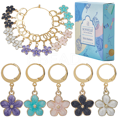 Flower Alloy Enamel Pendant Decorations HJEW-SC00039-1