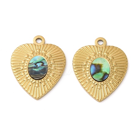 304 Stainless Steel Natural Paua Shell Pendants STAS-L288-06G-01-1