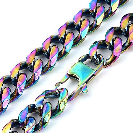 Ion Plating(IP) 304 Stainless Steel Cuban Link Chain Necklaces for Men NJEW-B116-06RC-1