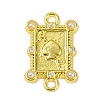 Brass & White ABS Plastic Imitation Pearl Playing Card A Connector Charms KK-M322-23G-1