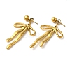 304 Stainless Steel Bowknot Stud Earrings EJEW-K290-02G-2