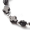 Synthetic Turquoise(Dyed) Cross & Skull Beaded Stretch Bracelet BJEW-JB08451-03-5