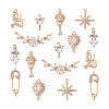 Beadthoven 16 Pcs 8 Styles Brass Micro Pave Cubic Zirconia Links Connectors & Pendants KK-BT0001-08-9