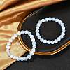 Dyed Natural Selenite Round Beaded Stretch Bracelets for Women G-U005-02H-1