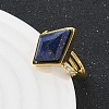 Rhombus Natural Lapis Lazuli Finger Rings RJEW-B113-01G-02-3