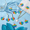12Pcs 2 Style Striped Plastic Rainbow Heart & Star Charm Locking Stitch Markers HJEW-PH01681-4