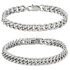 1Set 2Pcs  Stainless Steel Cuban Link Chain Bracelets for Men BJEW-LP0001-28-1
