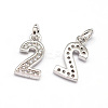 Real Platinum Plated Tone Brass Micro Pave Cubic Zirconia Number Charms ZIRC-E011-02-1