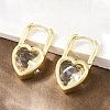 Heart Brass Micro Pave Clear Cubic Zirconia Hoop Earrings EJEW-D348-06G-1