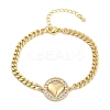Brass Micro Pave Clear Cubic Zirconia Link Bracelets BJEW-M050-03G-02-4
