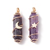 Natural Mixed Gemstone Copper Wire Wrapped Pointed Pendants PALLOY-JF02535-2