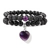 Natural Amethyst Heart Charm Bracelets BP5202-6-1