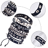 4Pcs 4 Styles Punk Style Hematite Round Beaded Stretch Bracelets & Rivets Bracelets  with Alloy Braided Bead Bracelets & Imitation Leather Bangles for Men Women BJEW-WH20002-09B-5