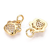 Brass Micro Pave Clear Cubic Zirconia Charms KK-T070-06G-NF-2