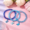Electroplated Faceted Rondelle Glass Beaded Stretch Bracelet Sets BJEW-JB10482-2