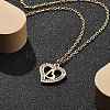 304 Stainless Steel Crystal Rhinestone Heart Pendant Cable Chain Necklaces for Women NJEW-Z056-01C-G-1