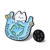 White Cat with Earth Enamel Pins JEWB-L024-02EB-01-3
