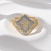 Brass Micro Pave Clear Cubic Zirconia Cuff Rings for Women RJEW-U041-03G-2