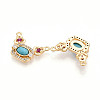 Synthetic Turquoise Rectangle with Flower Pendants KK-N258-15G-2