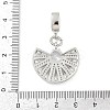 Brass Clear Cubic Zirconia Fan European Dangle Charms KK-Z090-05P-3