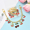 2Pcs 2 Styles Alloy Enamel Red Cherry Charm Brass Bag Decorative Chains HJEW-SC0002-63-7