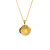 Shell Shape 304 Stainless Steel with Plastic Pearl Pendant Necklaces FS-WG3C29E-01-2