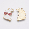 Zinc Alloy Enamel Bunny Pendants PALLOY-I124-29G-2