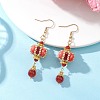 Lantern 304 Stainless Steel Synthetic Imperial Jasper Dangle Earrings EJEW-MZ00609-05-2