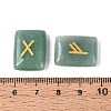 25Pcs Rectangle Natural Green Aventurine Rune Stones with Elder Futhark Alphabet Engraved G-T142-36-4