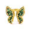 Butterfly Brass Micro Pave Cubic Zirconia Open Cuff Ring for Women RJEW-U003-29A-G-2