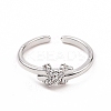 Clear Cubic Zirconia Bowknot Open Cuff Ring RJEW-B028-28P-2