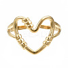 304 Stainless Steel Heart Open Cuff Ring RJEW-T023-80G-1