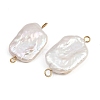Natural Freshwater Pearl Keshi Pearl Rectangle Connector Charms STAS-D378-17G-2