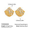 Two Tone 304 Stainless Steel Shell Pearl Stud Earrings for Women IE0729-6