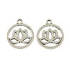 Tibetan Style Flat Round with Lotus Alloy Pendants TIBEP-Q043-300-RS-1