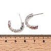 C-Shaped Brass Micro Pave Cubic Zirconia Stud Earrings EJEW-H180-23P-5