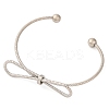 Bowknot Brass Cuff Bangles for Women BJEW-F477-05P-2