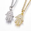 Brass Micro Pave Cubic Zirconia Pendant Necklaces NJEW-L146-08-1