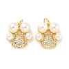 Rack Plating Brass Micro Pave Clear Cubic Zirconia Pendants KK-F861-04G-1