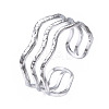 Non-Tarnish 304 Stainless Steel Triple Line Wave Open Cuff Ring RJEW-T023-02P-3