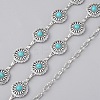 Synthetic Turquoise Flower Link Chains Belt AJEW-WH0258-427-2